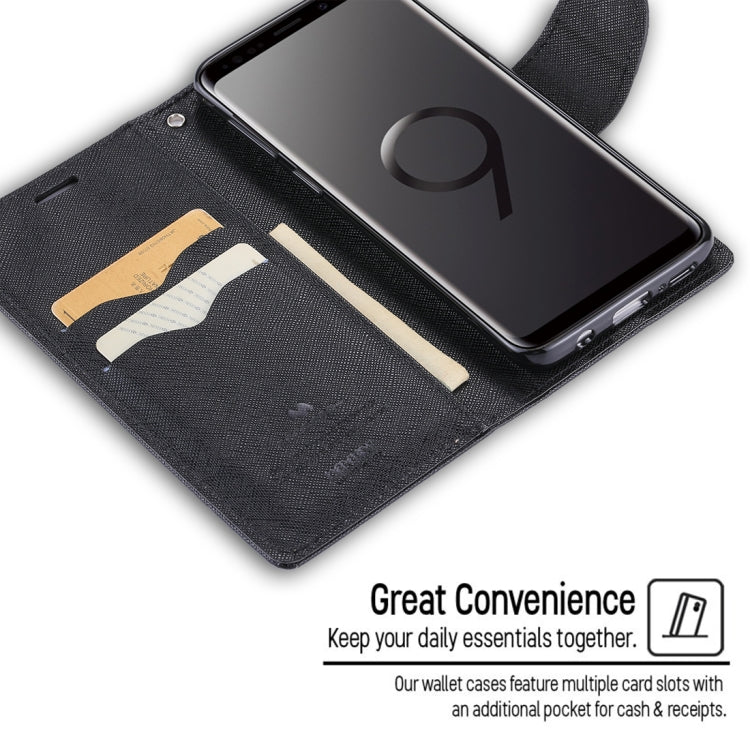 GOOSPERY FANCY DIARY for Galaxy S9 Cross Texture Horizontal Flip Leather Case with Card Slots & Wallet & Holder