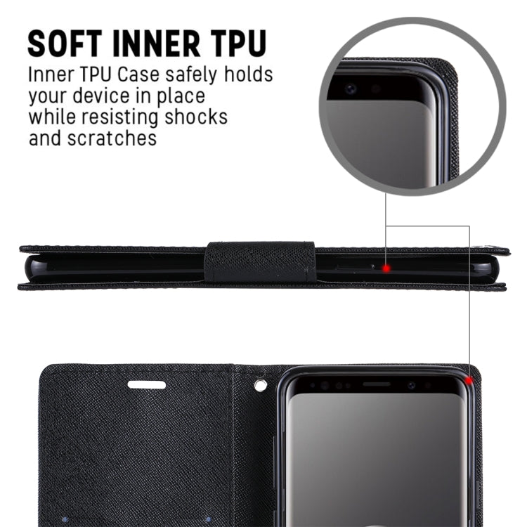 GOOSPERY FANCY DIARY for Galaxy S9+ Cross Texture Horizontal Flip Leather Case with Card Slots & Wallet & Holder
