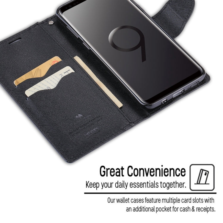 GOOSPERY FANCY DIARY for Galaxy S9+ Cross Texture Horizontal Flip Leather Case with Card Slots & Wallet & Holder