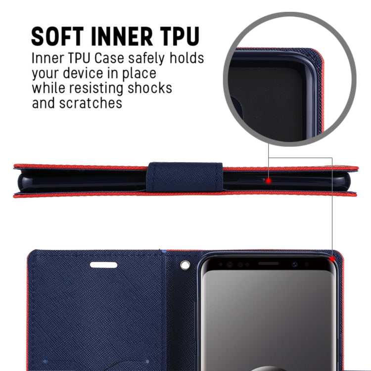 GOOSPERY FANCY DIARY for Galaxy S9+ Cross Texture Horizontal Flip Leather Case with Card Slots & Wallet & Holder