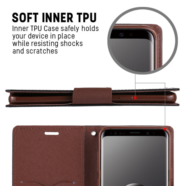 GOOSPERY FANCY DIARY for Galaxy S9+ Cross Texture Horizontal Flip Leather Case with Card Slots & Wallet & Holder