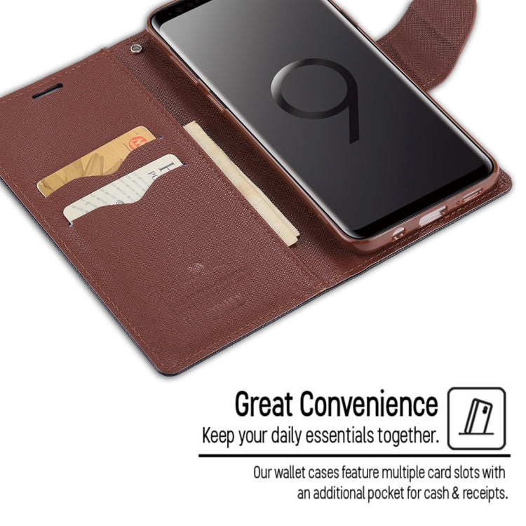 GOOSPERY FANCY DIARY for Galaxy S9+ Cross Texture Horizontal Flip Leather Case with Card Slots & Wallet & Holder