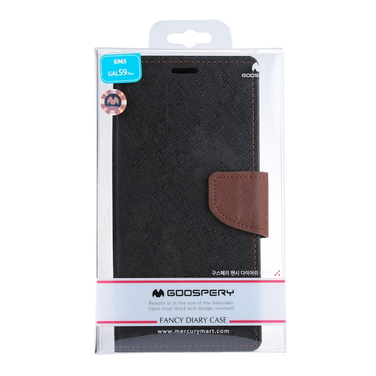 GOOSPERY FANCY DIARY for Galaxy S9+ Cross Texture Horizontal Flip Leather Case with Card Slots & Wallet & Holder