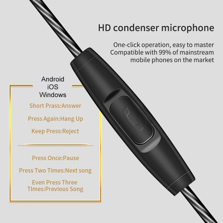 QKZ KD10 CNC Aviation Aluminum Metal Carved Ear Shell Coaxial Four Unit Music Headphones, Microphone Version