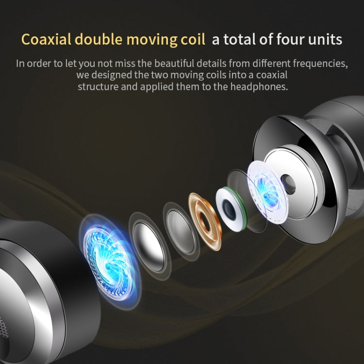 QKZ KD10 CNC Aviation Aluminum Metal Carved Ear Shell Coaxial Four Unit Music Headphones, Microphone Version