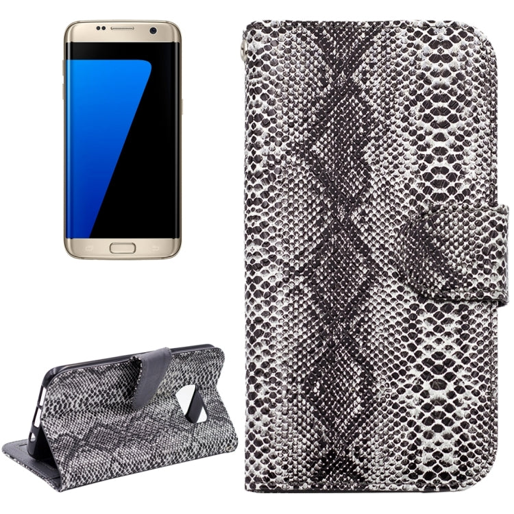 For Galaxy S7 Edge / G935 Snakeskin Texture Horizontal Flip Leather Case with Wallet & Holder & Card Slots