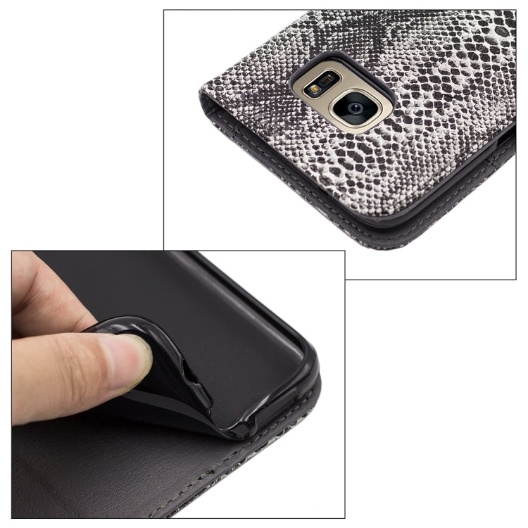 For Galaxy S7 Edge / G935 Snakeskin Texture Horizontal Flip Leather Case with Wallet & Holder & Card Slots