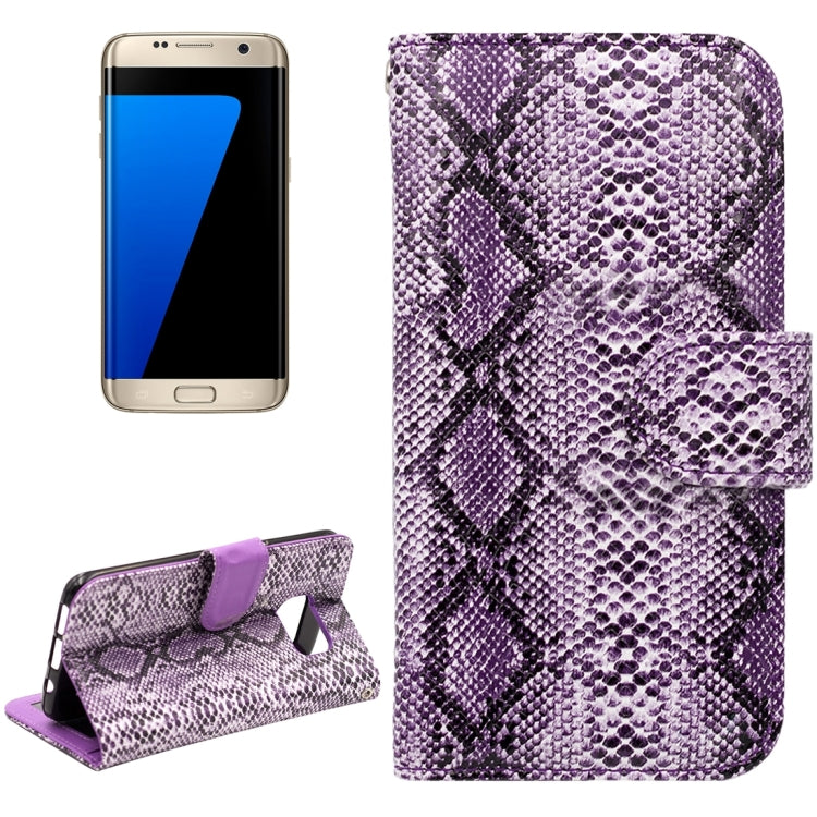 For Galaxy S7 Edge / G935 Snakeskin Texture Horizontal Flip Leather Case with Wallet & Holder & Card Slots