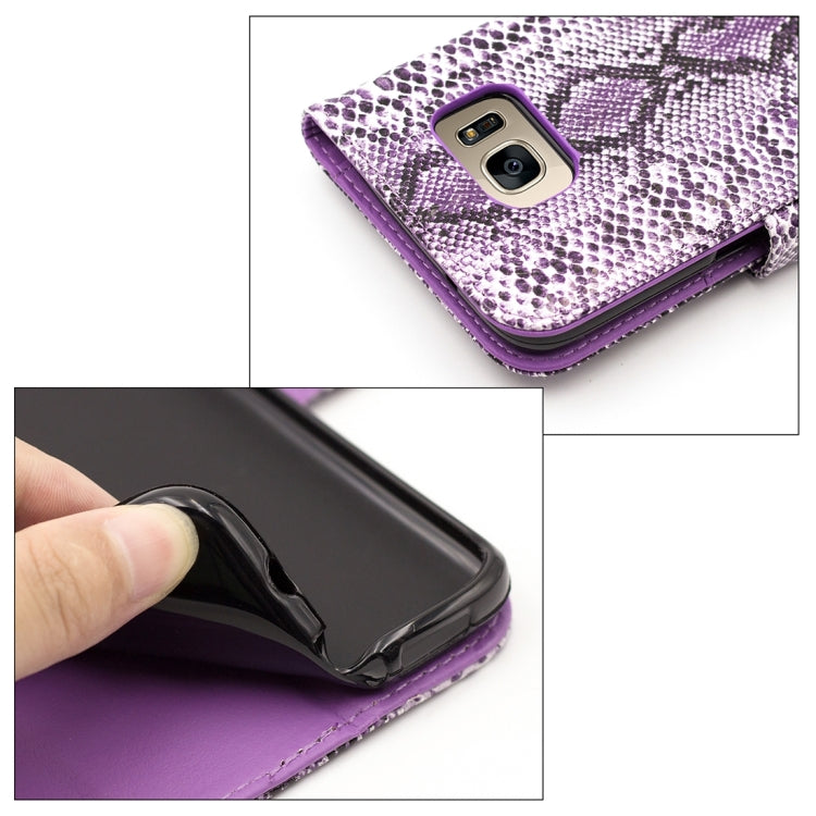 For Galaxy S7 Edge / G935 Snakeskin Texture Horizontal Flip Leather Case with Wallet & Holder & Card Slots