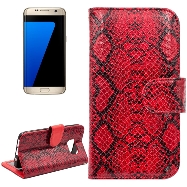 For Galaxy S7 Edge / G935 Snakeskin Texture Horizontal Flip Leather Case with Wallet & Holder & Card Slots