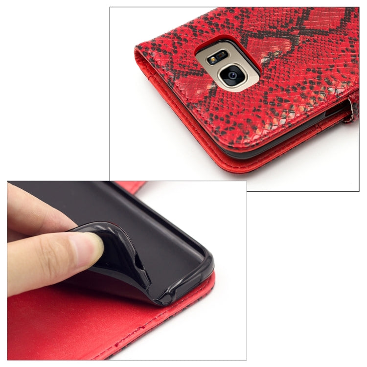 For Galaxy S7 Edge / G935 Snakeskin Texture Horizontal Flip Leather Case with Wallet & Holder & Card Slots