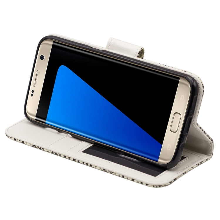 For Galaxy S7 Edge / G935 Snakeskin Texture Horizontal Flip Leather Case with Wallet & Holder & Card Slots