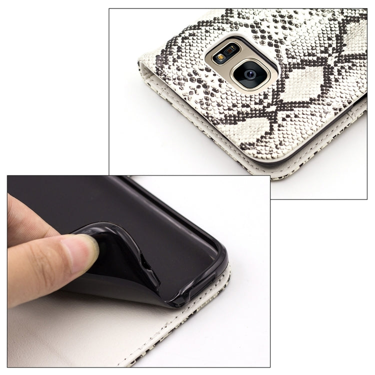 For Galaxy S7 Edge / G935 Snakeskin Texture Horizontal Flip Leather Case with Wallet & Holder & Card Slots