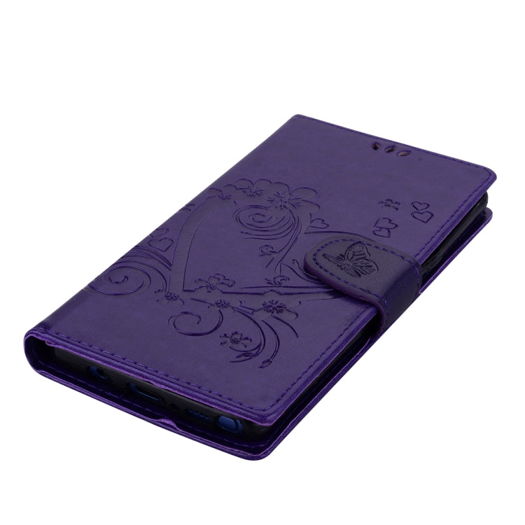 Embossed Heart Butterfly Pattern Horizontal Flip Leather Case for Galaxy Note9, with Card Slot & Holder & Wallet & Lanyard