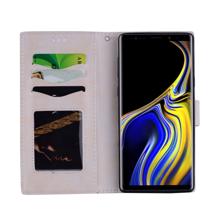 Embossed Heart Butterfly Pattern Horizontal Flip Leather Case for Galaxy Note9, with Card Slot & Holder & Wallet & Lanyard