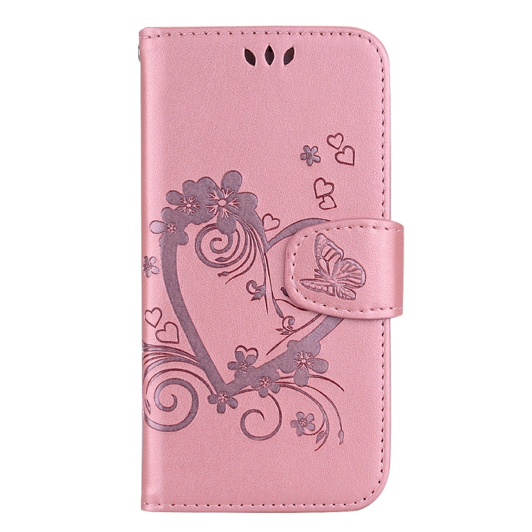 Embossed Heart Butterfly Pattern Horizontal Flip Leather Case for Galaxy Note9, with Card Slot & Holder & Wallet & Lanyard