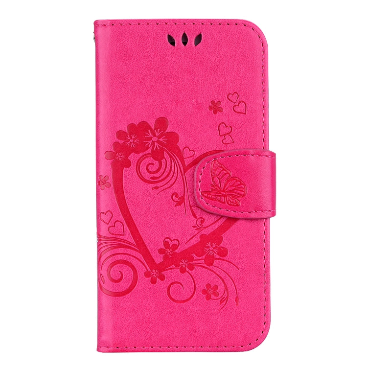 Embossed Heart Butterfly Pattern Horizontal Flip Leather Case for Galaxy Note9, with Card Slot & Holder & Wallet & Lanyard