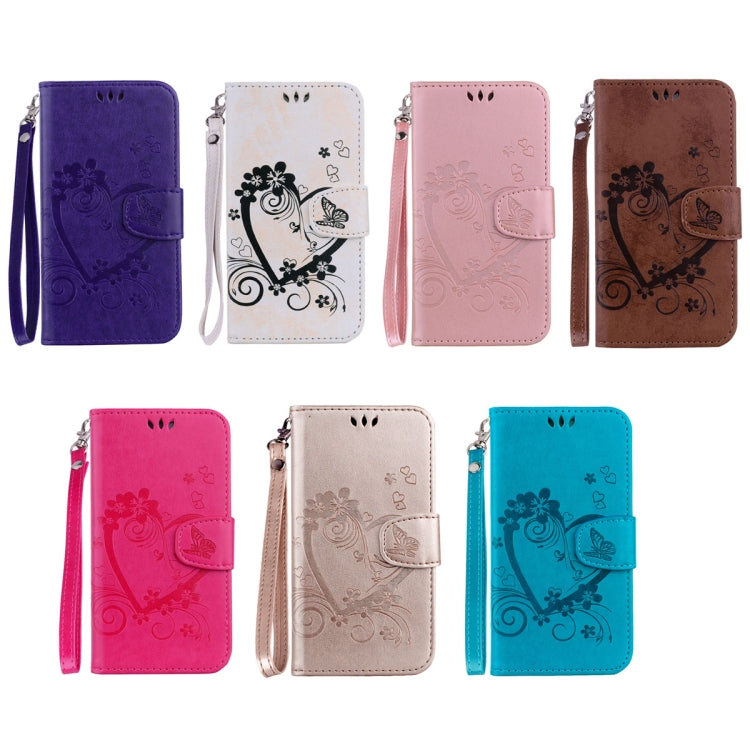 Embossed Heart Butterfly Pattern Horizontal Flip Leather Case for Galaxy Note9, with Card Slot & Holder & Wallet & Lanyard