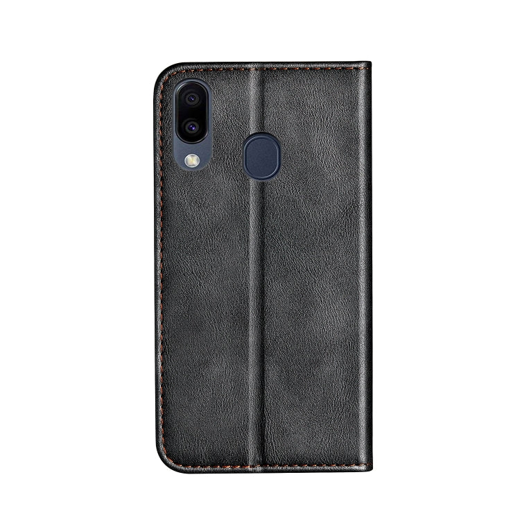 Business Solid Color Stitching Horizontal Flip Leather Case for Galaxy M20, with Holder & Card Slots & Wallet & Lanyard