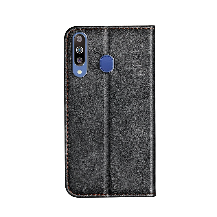 Business Solid Color Stitching Horizontal Flip Leather Case for Galaxy M30, with Holder & Card Slots & Wallet & Lanyard