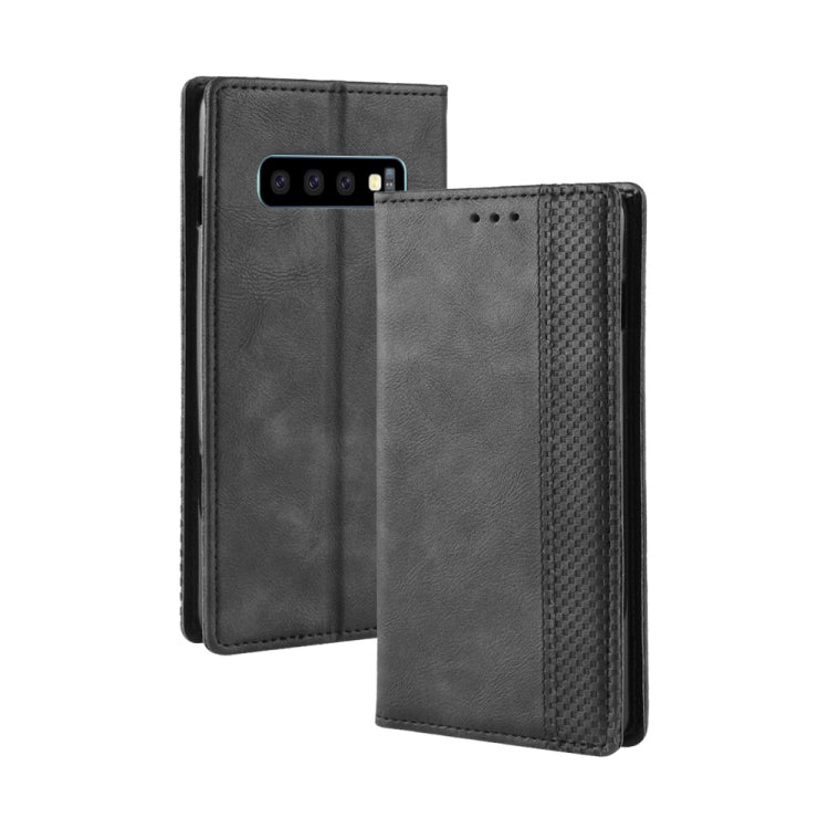 Magnetic Buckle Retro Texture Horizontal Flip Leather Case for Galaxy S10, with Holder & Card Slots & Wallet