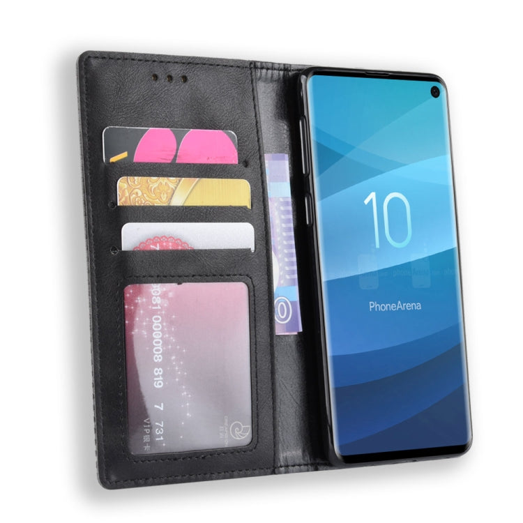 Magnetic Buckle Retro Texture Horizontal Flip Leather Case for Galaxy S10, with Holder & Card Slots & Wallet