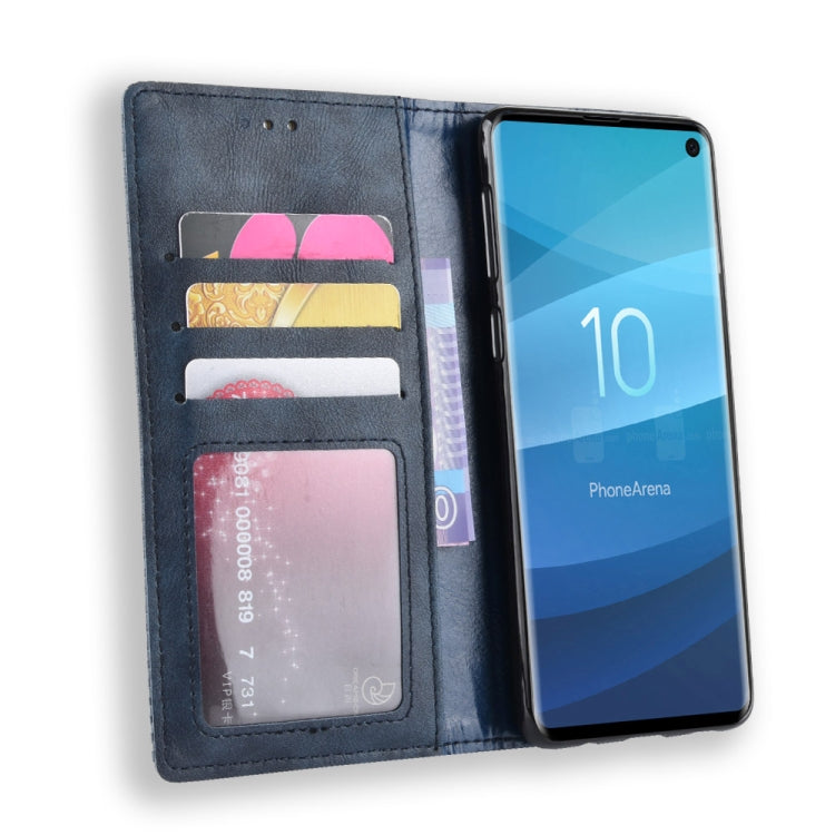 Magnetic Buckle Retro Texture Horizontal Flip Leather Case for Galaxy S10, with Holder & Card Slots & Wallet