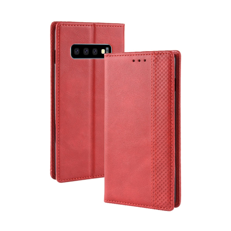 Magnetic Buckle Retro Texture Horizontal Flip Leather Case for Galaxy S10, with Holder & Card Slots & Wallet