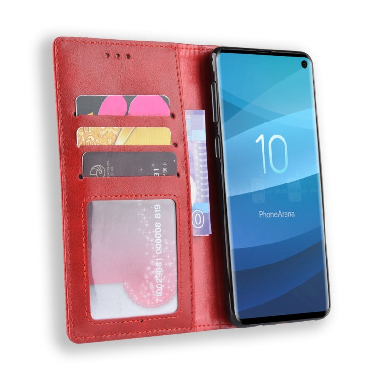 Magnetic Buckle Retro Texture Horizontal Flip Leather Case for Galaxy S10, with Holder & Card Slots & Wallet