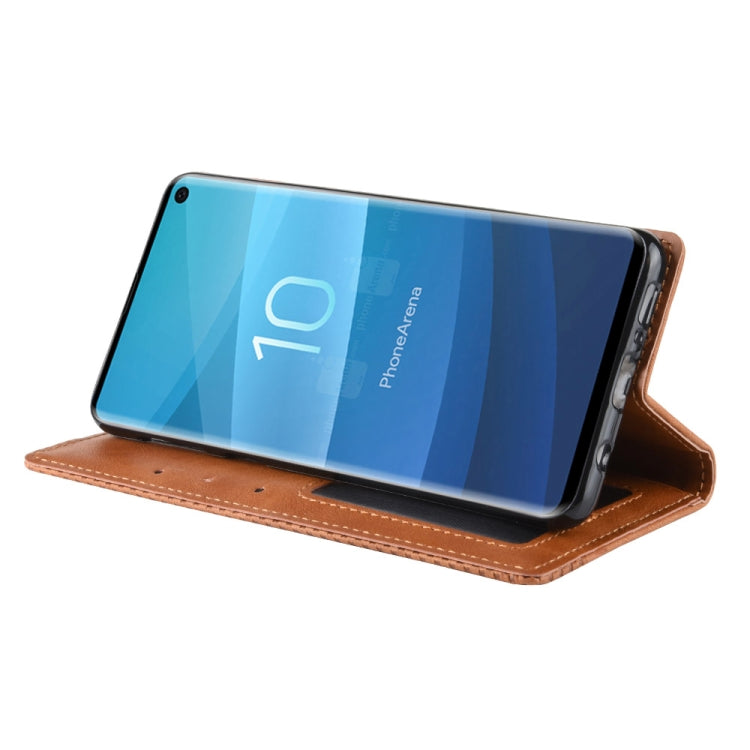 Magnetic Buckle Retro Texture Horizontal Flip Leather Case for Galaxy S10, with Holder & Card Slots & Wallet