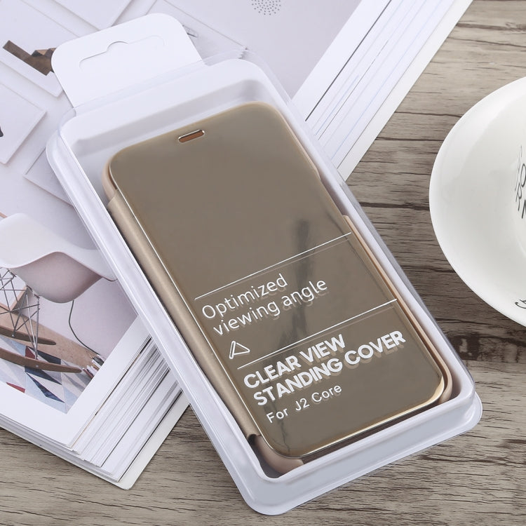 Electroplating Mirror Horizontal Flip Case for Galaxy J2 Core, with Holder