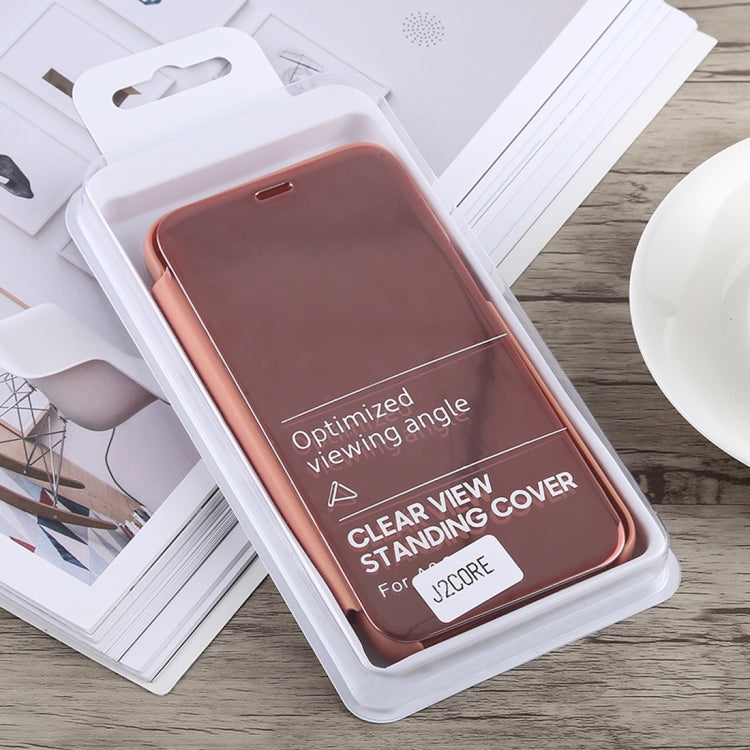 Electroplating Mirror Horizontal Flip Case for Galaxy J2 Core, with Holder