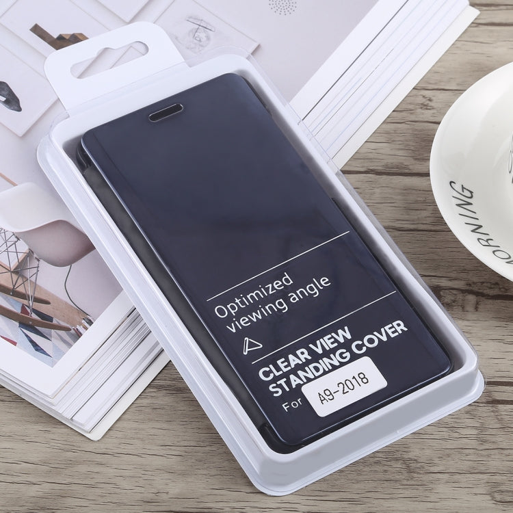 Electroplating Mirror Horizontal Flip Case for Galaxy A9 (2018), with Holder