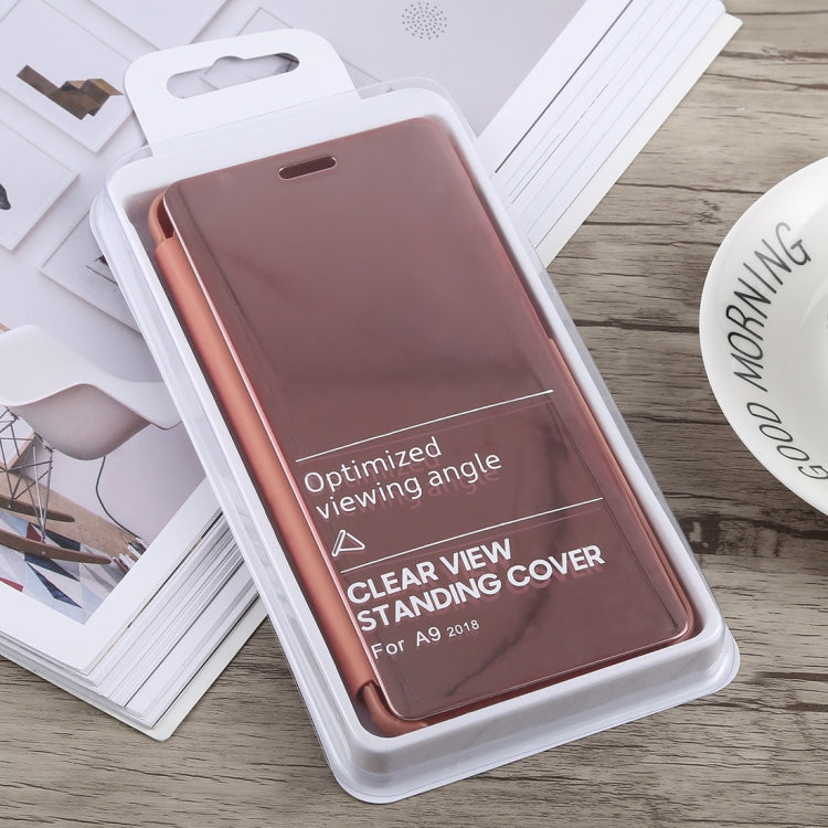 Electroplating Mirror Horizontal Flip Case for Galaxy A9 (2018), with Holder