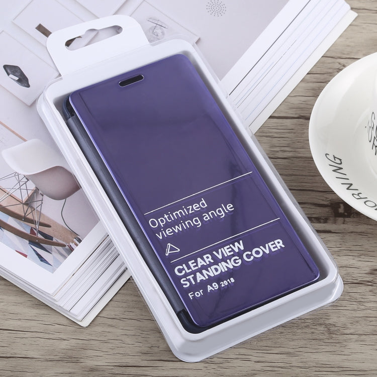 Electroplating Mirror Horizontal Flip Case for Galaxy A9 (2018), with Holder