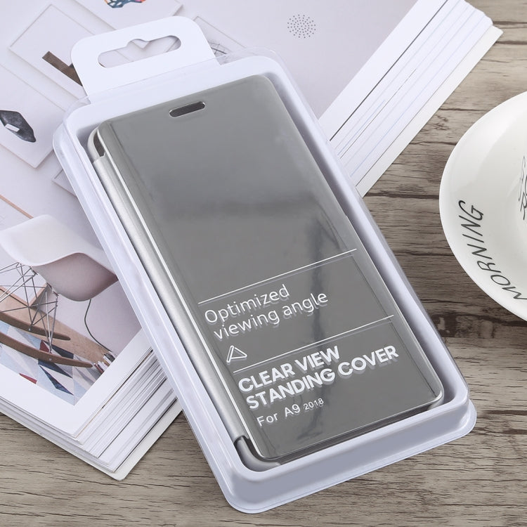 Electroplating Mirror Horizontal Flip Case for Galaxy A9 (2018), with Holder