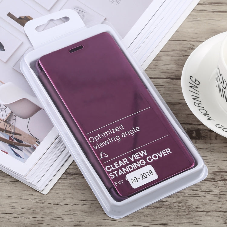 Electroplating Mirror Horizontal Flip Case for Galaxy A9 (2018), with Holder