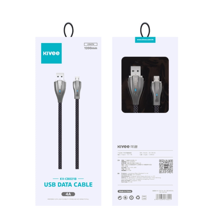 KIVEE KV-CB021B 4A Micro to USB Nylon Weave Charging Data Cable, Length: 1.2m (Black Grey)