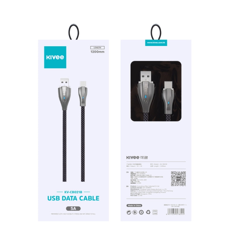 KIVEE KV-CB021B 5A Type-C / USB-C to USB Nylon Weave Charging Data Cable, Length: 1.2m (Black Grey)