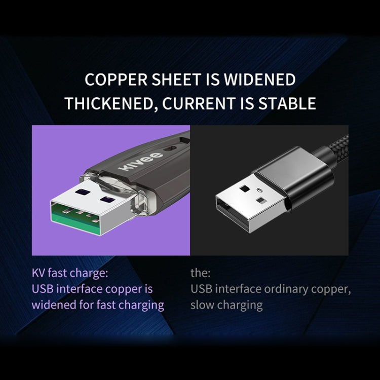 KIVEE KV-CB021B 5A Type-C / USB-C to USB Nylon Weave Charging Data Cable, Length: 1.2m (Black Grey)