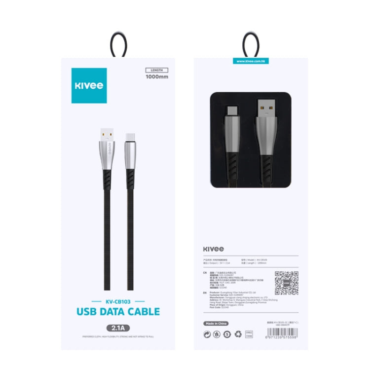 KIVEE KV-CB103 2.1A Type-C / USB-C to USB Shuttleless Weaving Charging Data Cable, Length: 1m (Black)
