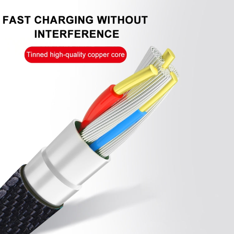 KIVEE KV-CB104 3A Micro to USB Fabric Aluminum Alloy Charging Data Cable, Length: 1m (Black Grey)