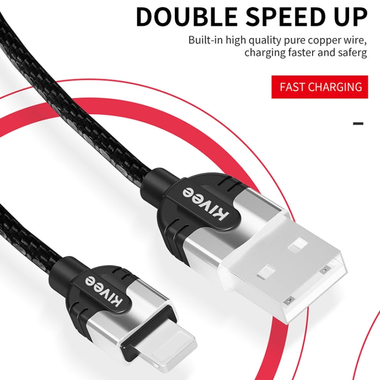 KIVEE KV-CB104 3A Type-C / USB-C to USB Fabric Aluminum Alloy Charging Data Cable, Length: 1m (Black Blue)