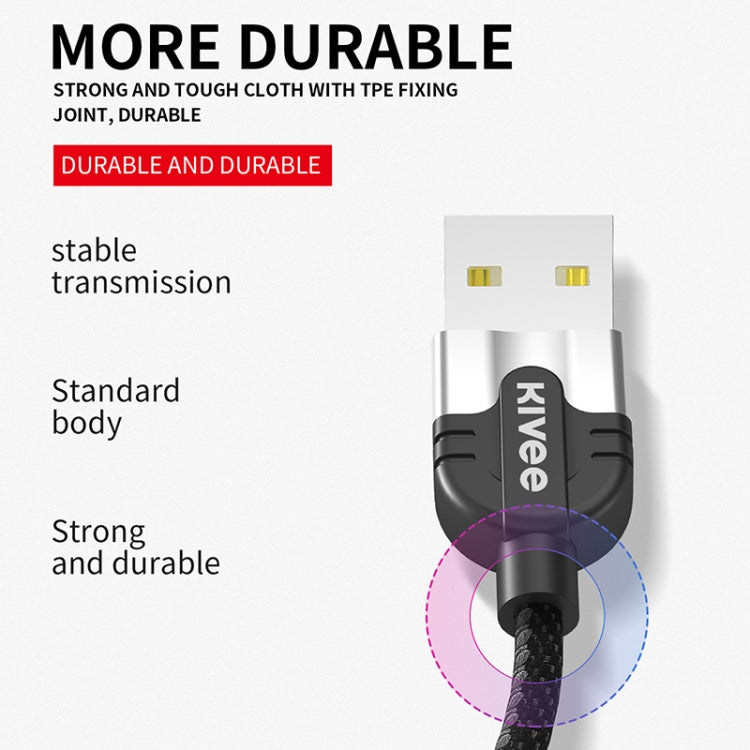 KIVEE KV-CB104 3A Type-C / USB-C to USB Fabric Aluminum Alloy Charging Data Cable, Length: 1m (Black Blue)