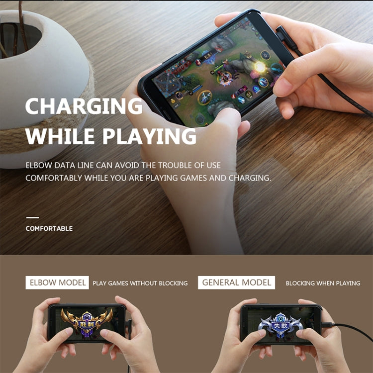 KIVEE KV-CG011 2.1A Micro to USB Single Angle Head Design Charging Cable, Length: 1m