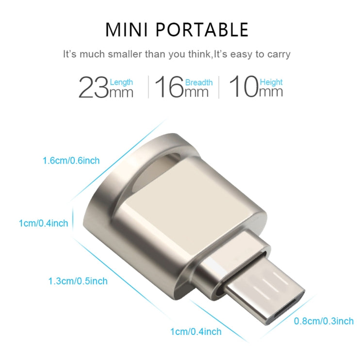 XQ-R002 TF Card to Micro USB Card Reader Connector with LED Indicator Light & Key Chain