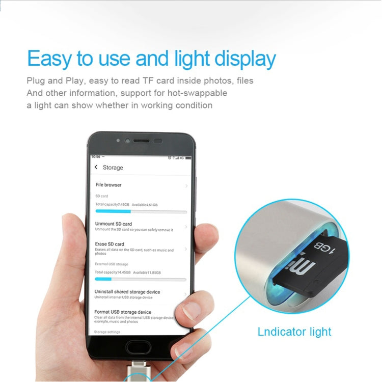 XQ-R002 TF Card to Micro USB Card Reader Connector with LED Indicator Light & Key Chain