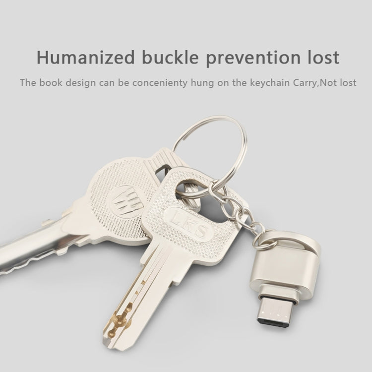 XQ-R002 TF Card to Micro USB Card Reader Connector with LED Indicator Light & Key Chain