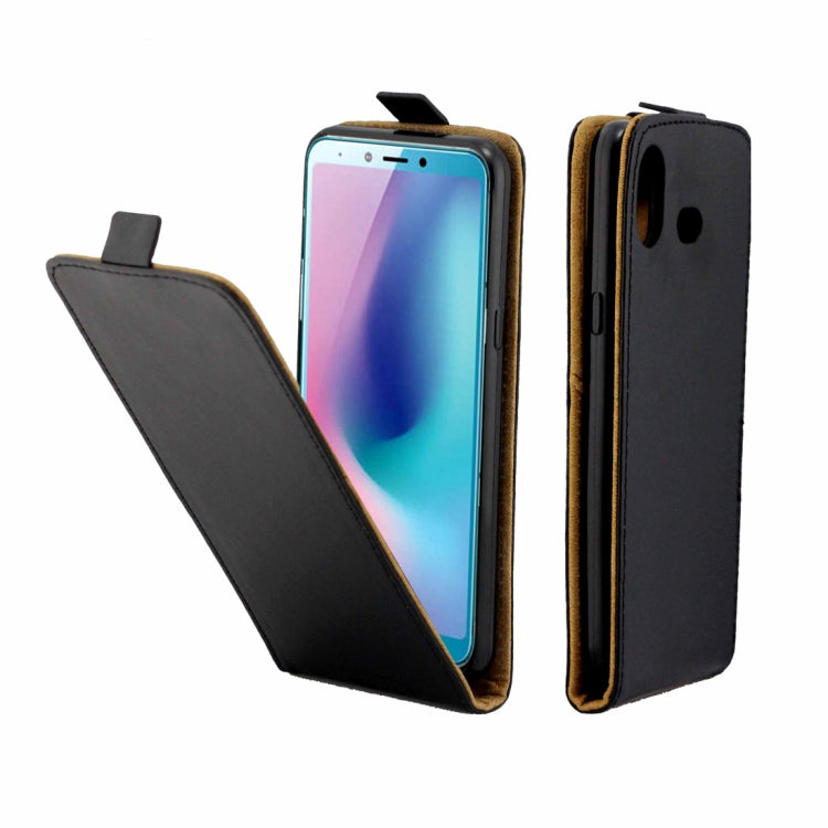Business Style Vertical Flip TPU Leather Case for Galaxy A6s, with Card Slot (Black)