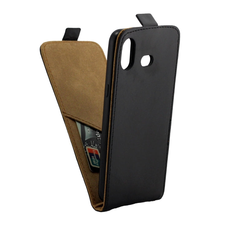 Business Style Vertical Flip TPU Leather Case for Galaxy A6s, with Card Slot (Black)